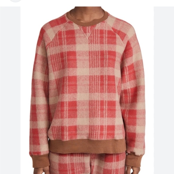 The GREAT. The Slouch Sweatshirt Red Lumber Plaid sz 1/S - Picture 1 of 6